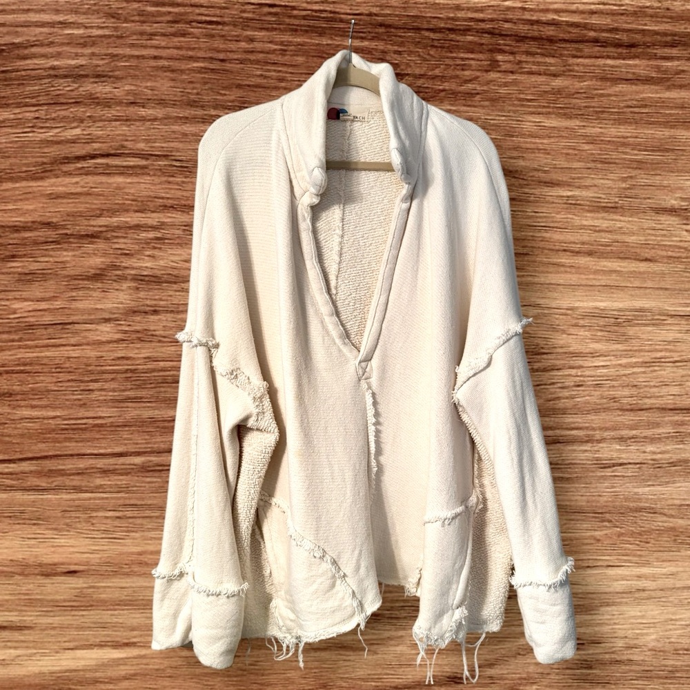 FP Beach Free People Beach Oversized Distressed Cotton Sweatshirt Large